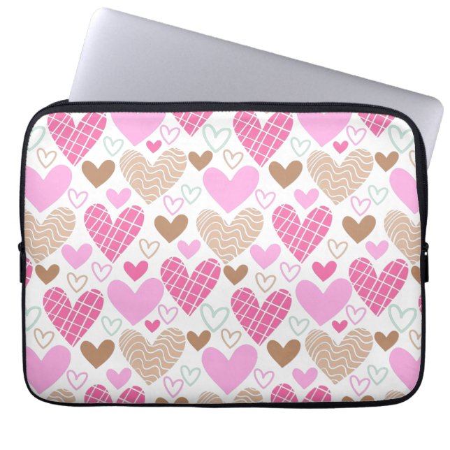 Abstract hearts pattern throw pillow canvas print laptop sleeve (Front)