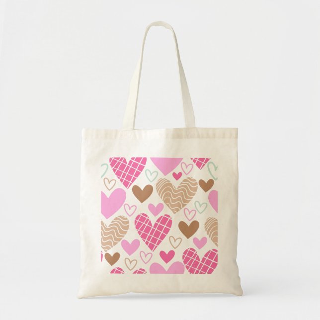 Abstract hearts pattern tote bag (Front)