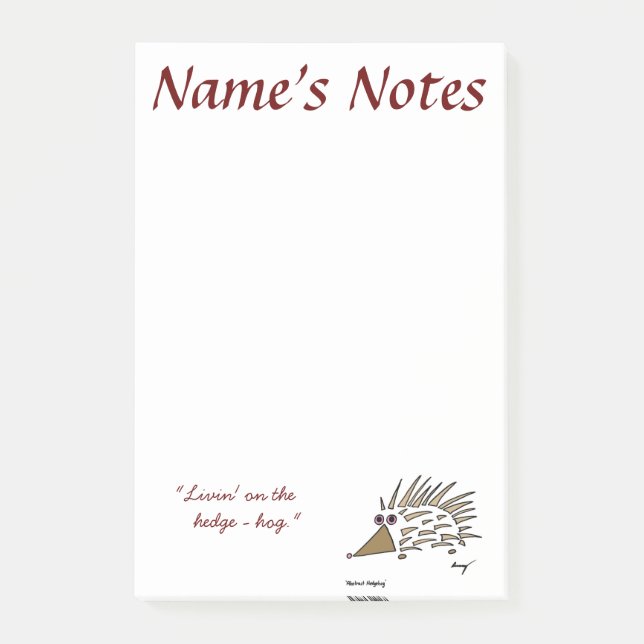 Abstract Hedgehog Personalizable Sticky Notes (Front)