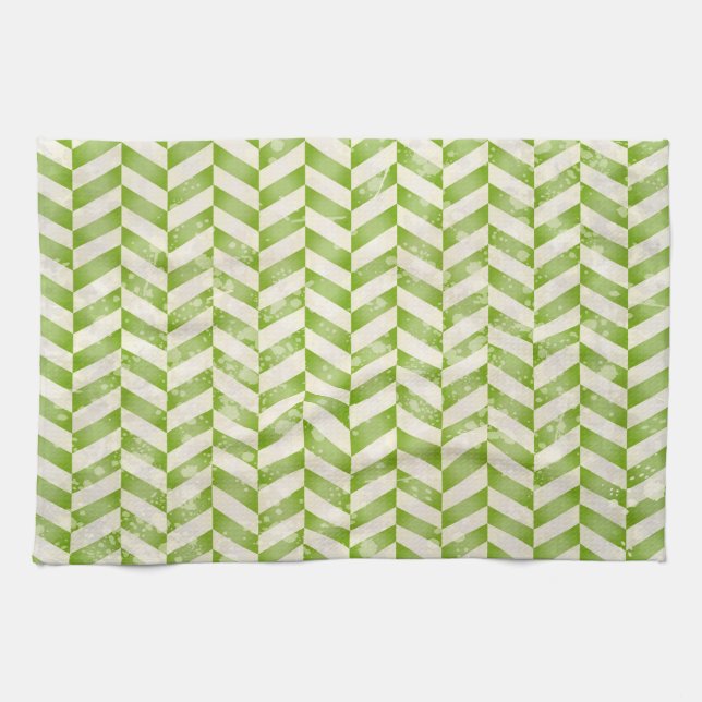 Abstract herringbone in greenery tea towel (Horizontal)