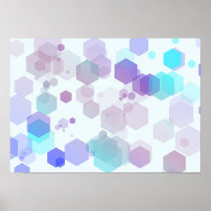 Abstract Hexagon Art - Purple and Blue Tones Poster