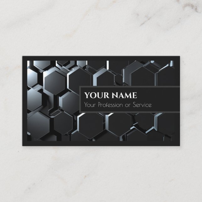 Abstract hexagonal shapes in 3d optic design business card (Front)