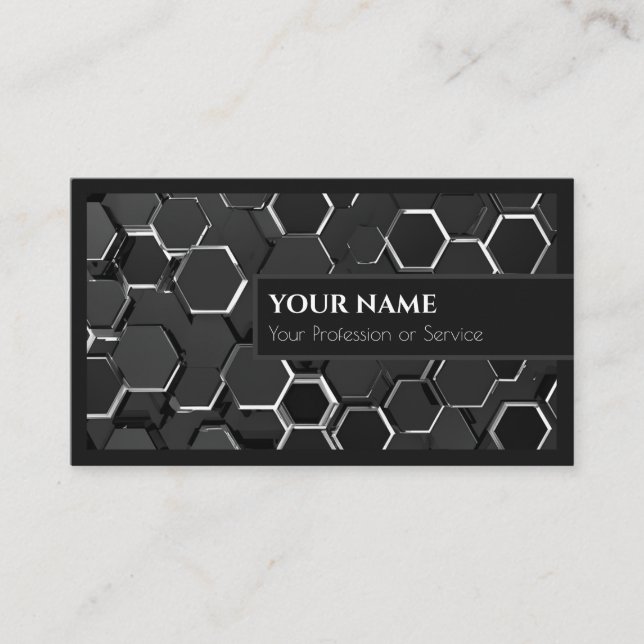 Abstract hexagonal shapes in 3d optic design business card (Front)