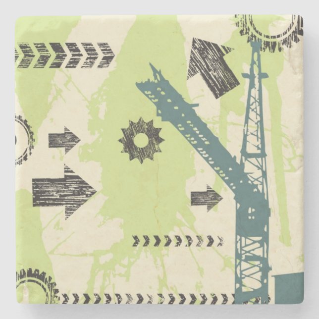 Abstract hi-tech background stone coaster (Front)