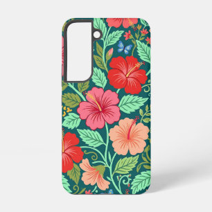 Abstract Hibiscus Butterflies Samsung Cases