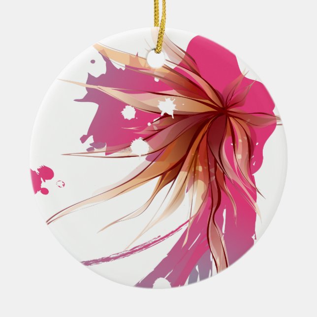 Abstract Hibiscus Flower Ceramic Ornament (Front)