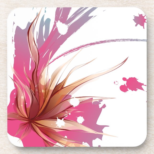 Abstract Hibiscus Flower Coaster (Front)