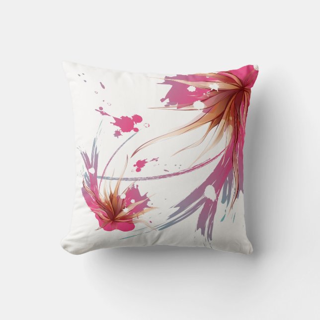 Abstract Hibiscus Flower Cushion (Front)
