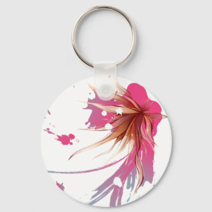 Abstract Hibiscus Flower Key Ring
