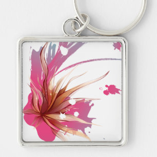 Abstract Hibiscus Flower Key Ring