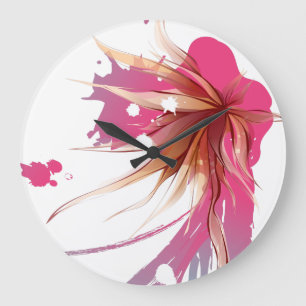 Abstract Hibiscus Flower Large Clock