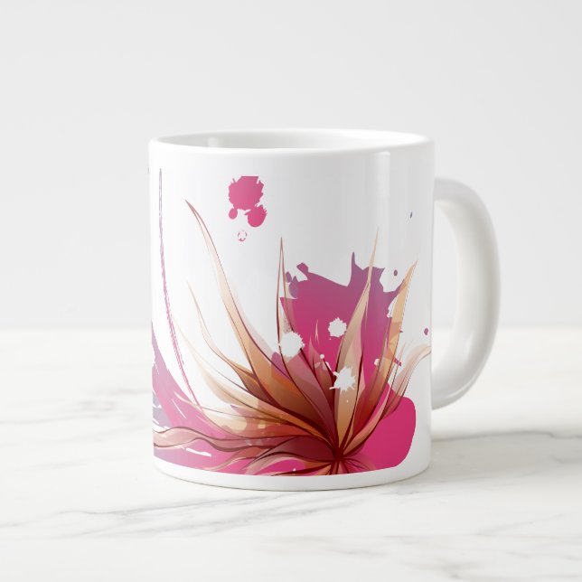 Abstract Hibiscus Flower Large Coffee Mug (Front Right)