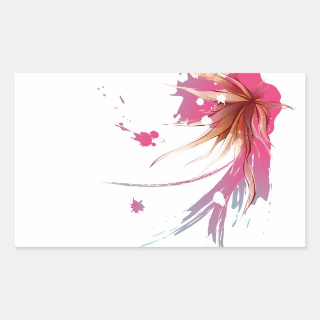 Abstract Hibiscus Flower Rectangular Sticker (Front)