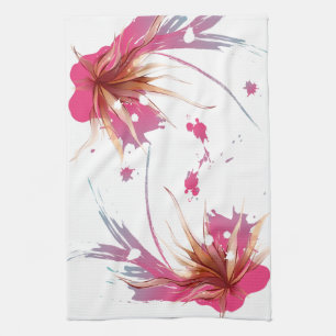 Abstract Hibiscus Flower Tea Towel