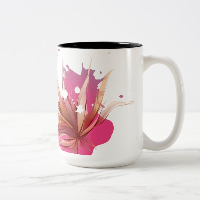 Abstract Hibiscus Flower Two-Tone Coffee Mug (Right)