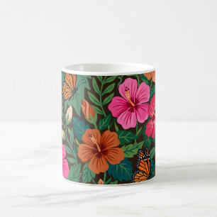Abstract Hibiscus Garden Monarch Coffee Mug