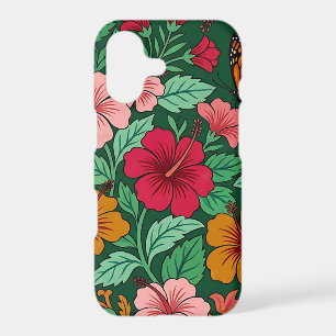 Abstract Hibiscus Monarch Butterfly iPhone Cases