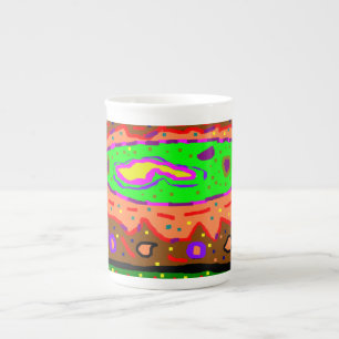 ABSTRACT HIPPY ART RETRO BONE CHINA MUG