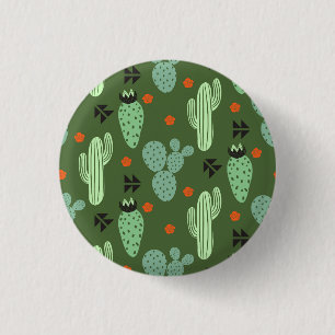 Abstract Hipster Cactus Desert Pattern 3 Cm Round Badge