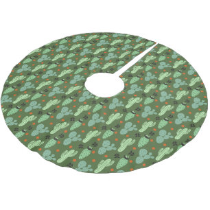 Abstract Hipster Cactus  Desert Pattern Brushed Polyester Tree Skirt