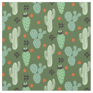Abstract Hipster Cactus  Desert Pattern Fabric