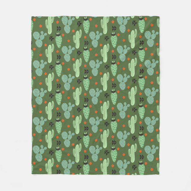 Abstract Hipster Cactus  Desert Pattern Fleece Blanket (Front)