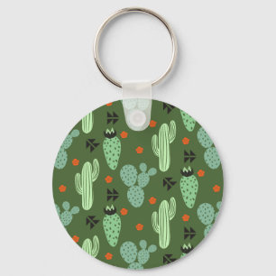 Abstract Hipster Cactus  Desert Pattern Key Ring