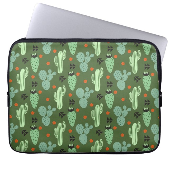 Abstract Hipster Cactus  Desert Pattern Laptop Sleeve (Front)