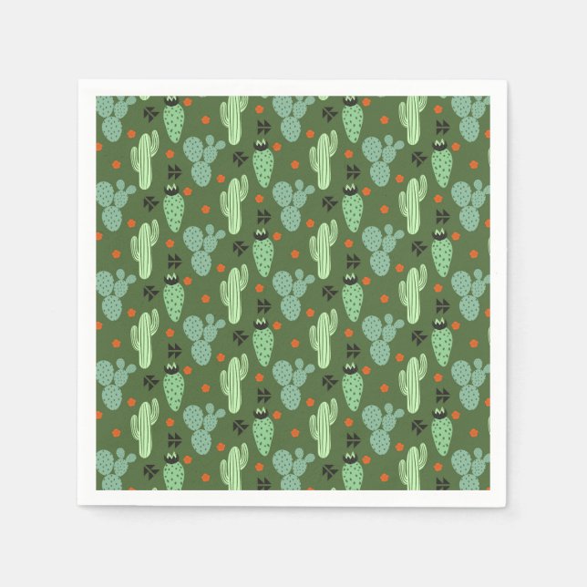 Abstract Hipster Cactus  Desert Pattern Napkin (Front)