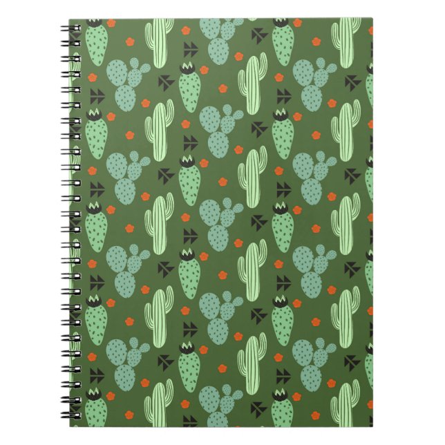 Abstract Hipster Cactus  Desert Pattern Notebook (Front)