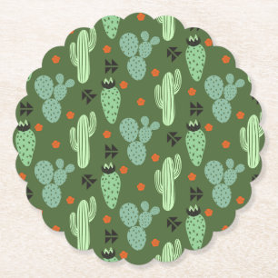 Abstract Hipster Cactus Desert Pattern Paper Coaster