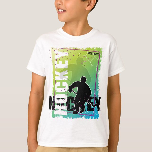 Abstract Hockey Youth Player Kids T-Shirt (Front)