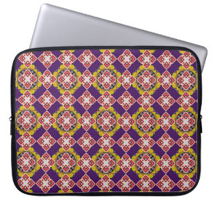 Abstract holiday wrapping paper in violet, pink an laptop sleeve