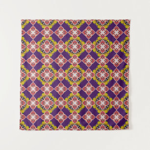 Abstract holiday wrapping paper in violet, pink an tapestry