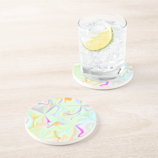 Abstract Hologram Faux Colourful Pattern Coaster (Side)