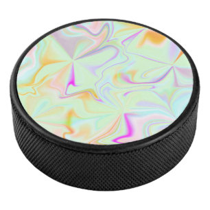 Abstract Hologram Faux Colourful Pattern Hockey Puck