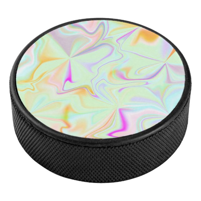 Abstract Hologram Faux Colourful Pattern Hockey Puck (3/4)