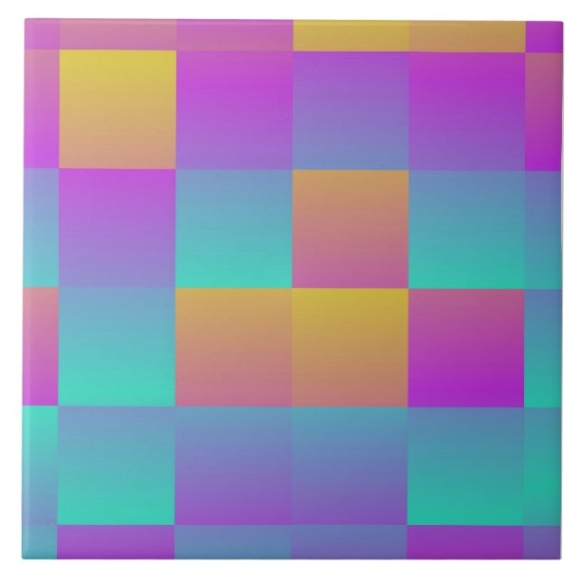 Abstract Holographic Colourful Gradient Colours Ceramic Tile (Front)