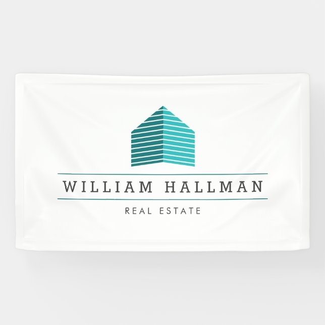 Abstract Home Logo Teal/White Banner (Horizontal)
