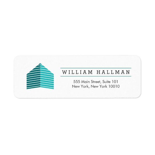 Abstract Home Logo Teal/White Return Address Label (Front)