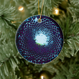 Abstract Honeycomb Design blue and purple Ceramic Ornament