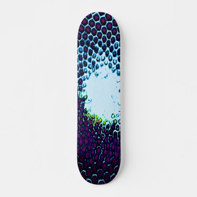 Abstract Honeycomb Design blue and purple Skateboard (Front)