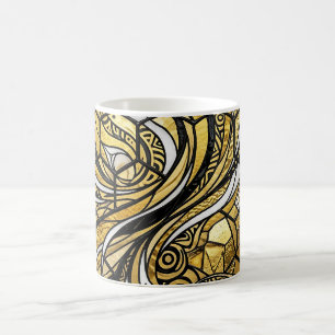 Abstract Honeycomb Hexagon Gold Grid Coffee Mug