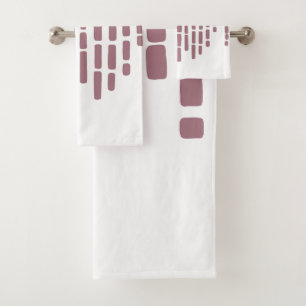 Abstract horizon, dusty pink and white bath towel set