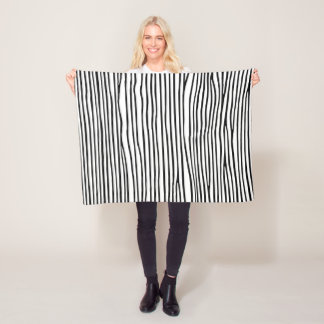 Abstract horizontal lines_black fleece blanket