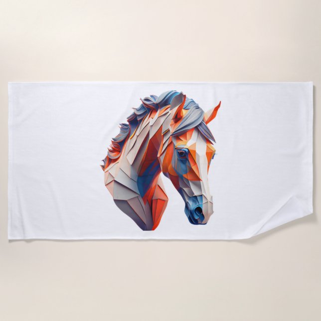 Abstract Horse Art A Colourful Twist on Wildlife I Beach Towel (Front)
