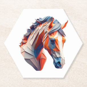 Abstract Horse Art A Colourful Twist on Wildlife I Paper Coaster