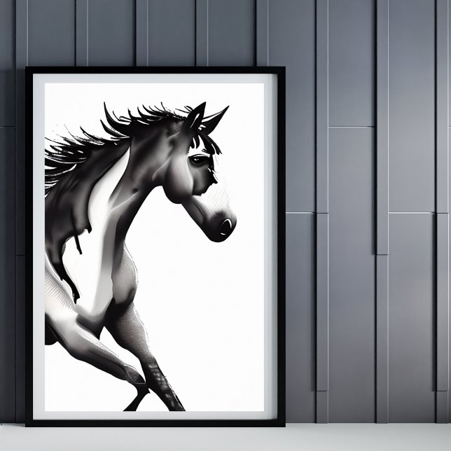  Abstract Horse | Black and White Poster (Creator Uploaded)