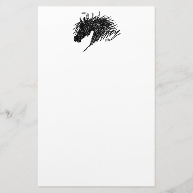 Abstract Horse Head art Stationery (Front)