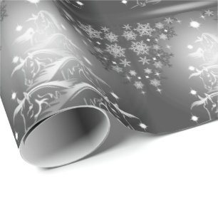 Abstract HORSE Lover Charcoal Christmas Trees Wrapping Paper
